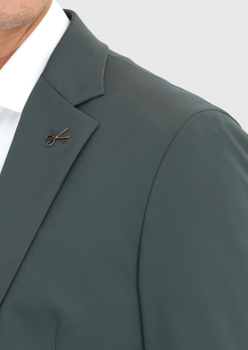 Light Green Plain Comfort Fit Suit - 5