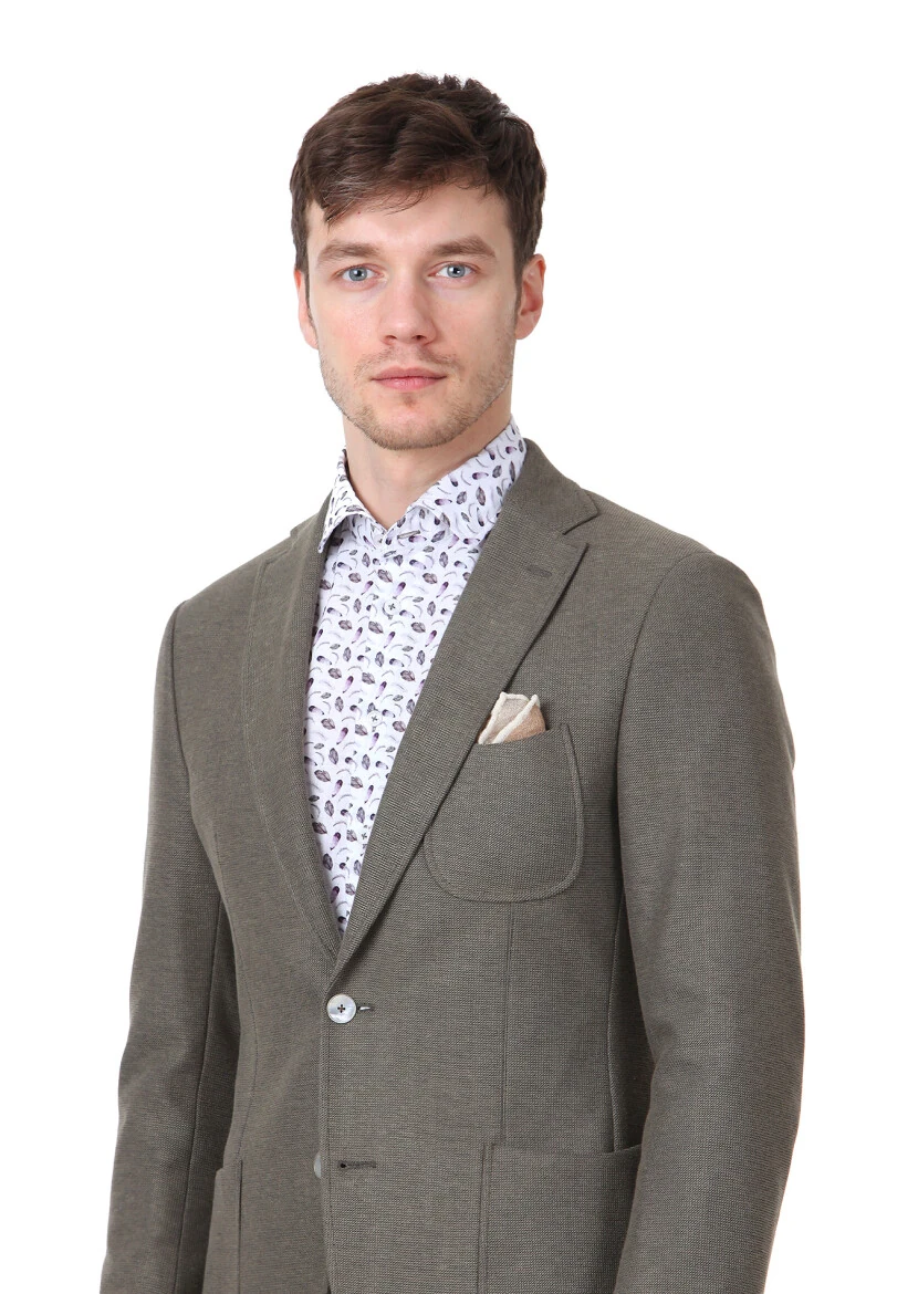 Light Green Plain Zeroweight Slim Fit Cotton Blended Jacket - 3