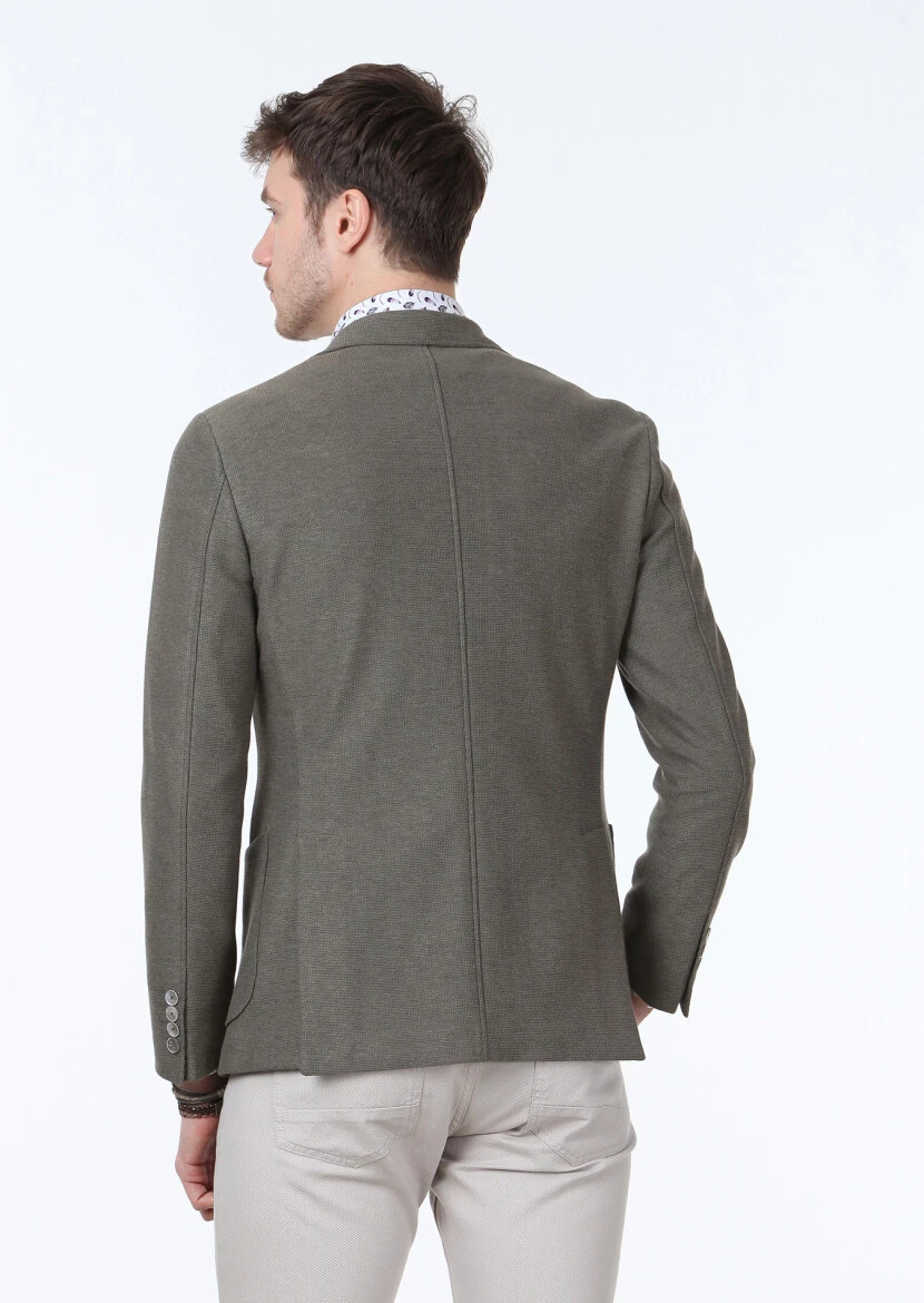 Light Green Plain Zeroweight Slim Fit Cotton Blended Jacket - 4