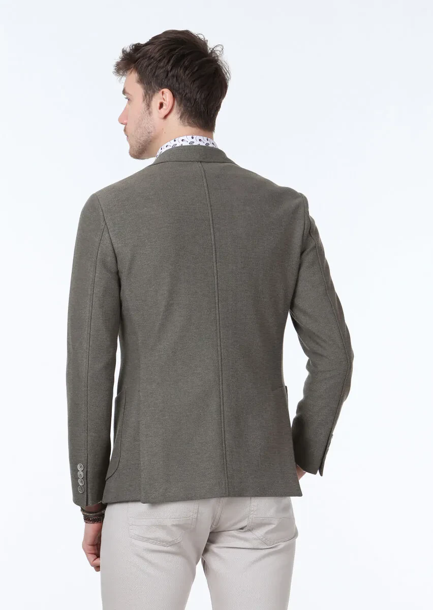 Light Green Plain Zeroweight Slim Fit Cotton Blended Jacket - 4