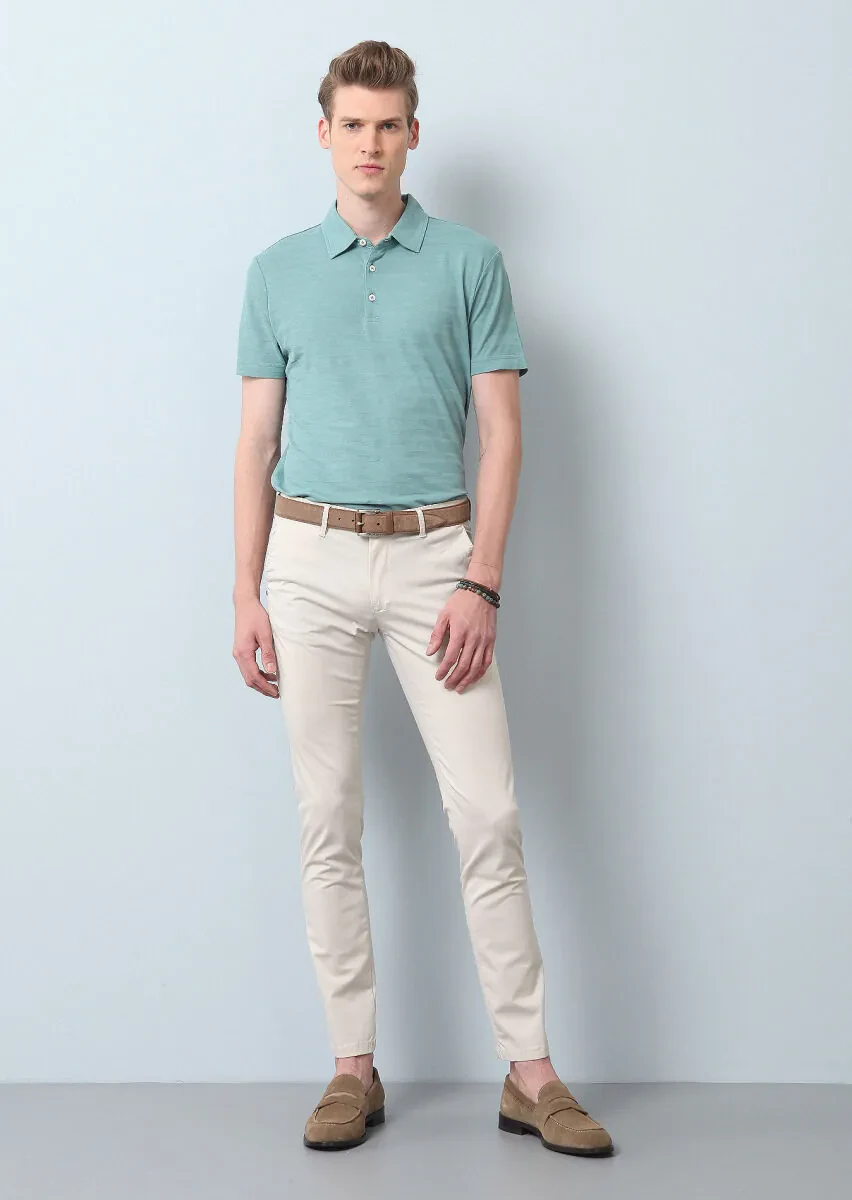 Light Green Polo Neck 100% Cotton T-Shirt - 2