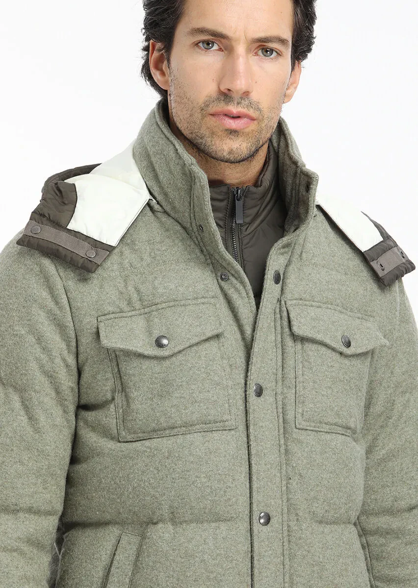 Light Green Regular Fit Hooded Casual Knitting Coat - 3