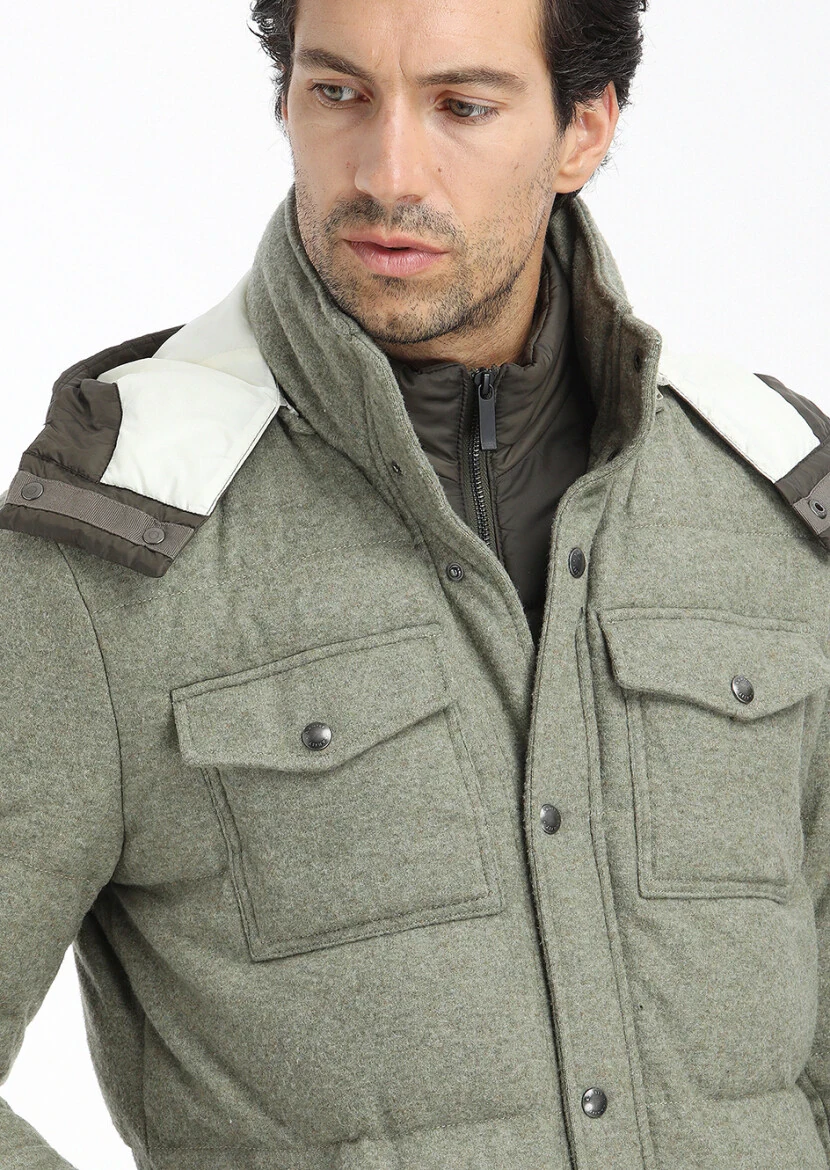 Light Green Regular Fit Hooded Casual Knitting Coat - 4