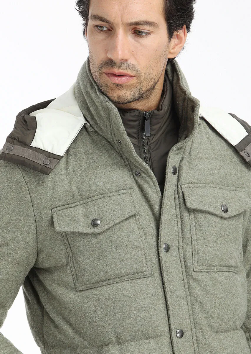 Light Green Regular Fit Hooded Casual Knitting Coat - 4