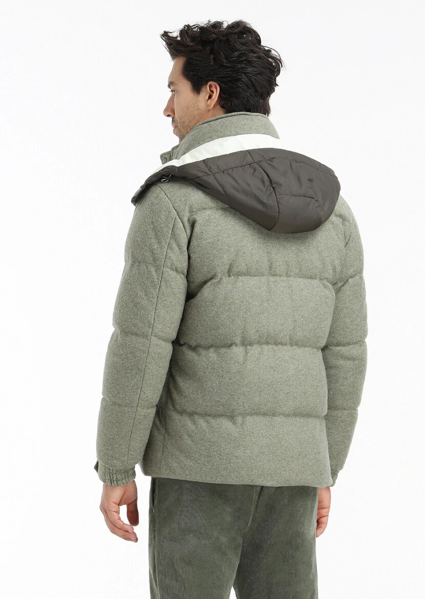 Light Green Regular Fit Hooded Casual Knitting Coat - 7