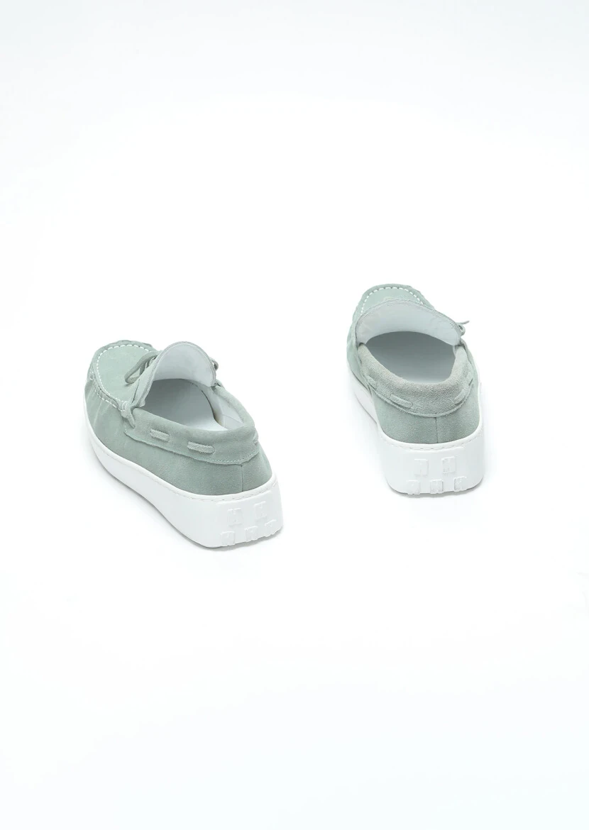 Light Green Suede Casual Loafer - 5