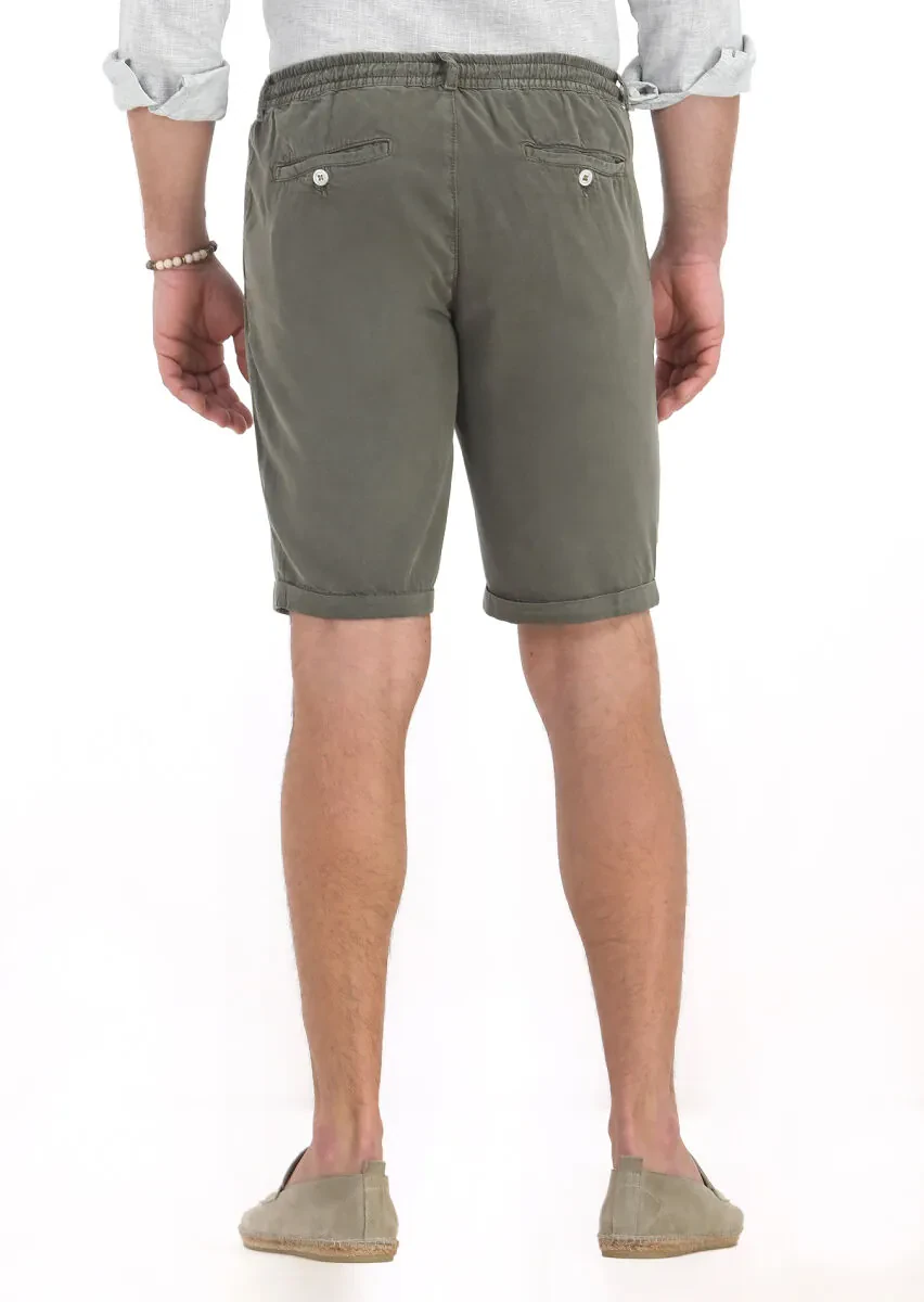 Light Green Weaving Jogging Fit Casual Bermuda - 4