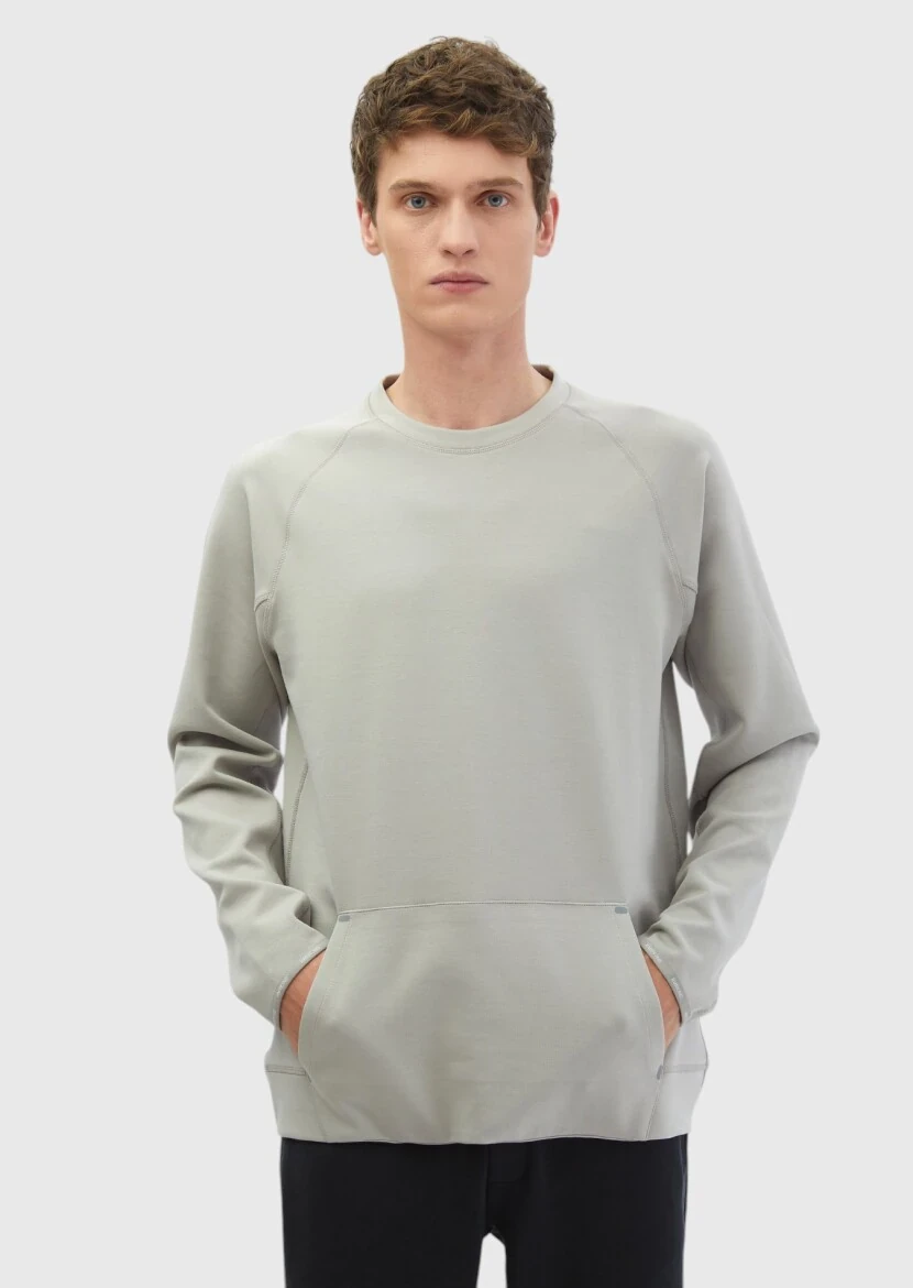 Light Grey Crew Neck Plain Sweatshirt - RAMSEY