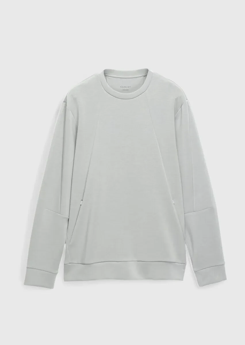 Light Grey Crew Neck Plain Sweatshirt - 7