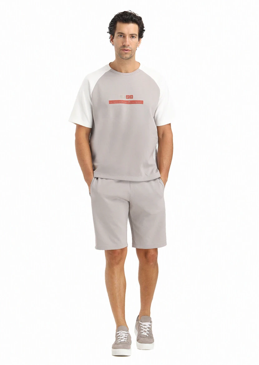 Light Grey Crew Neck Printed Sweatshirt - RAMSEY