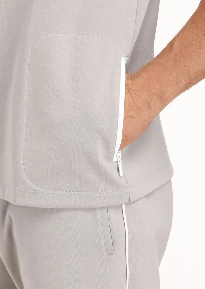 Light Grey Crew Neck Printed Sweatshirt - 4