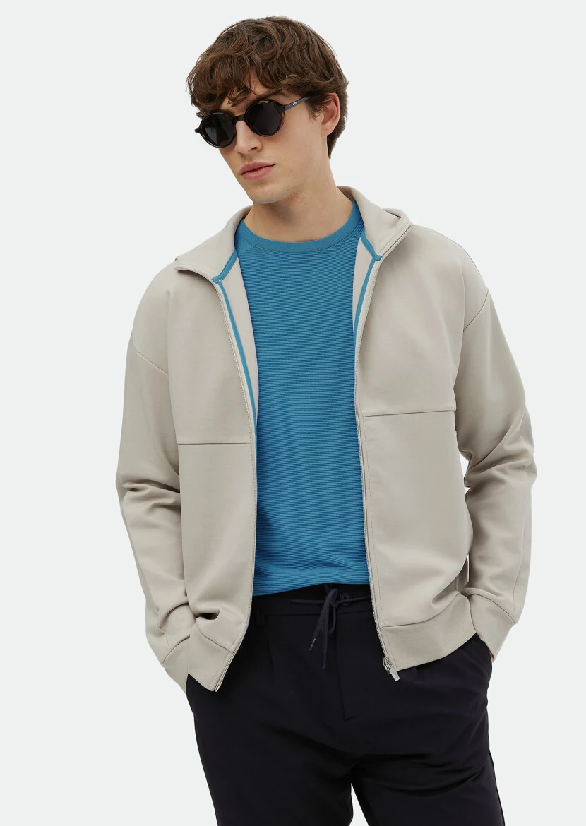 Light Grey Hooded Plain Sweatshirt - RAMSEY