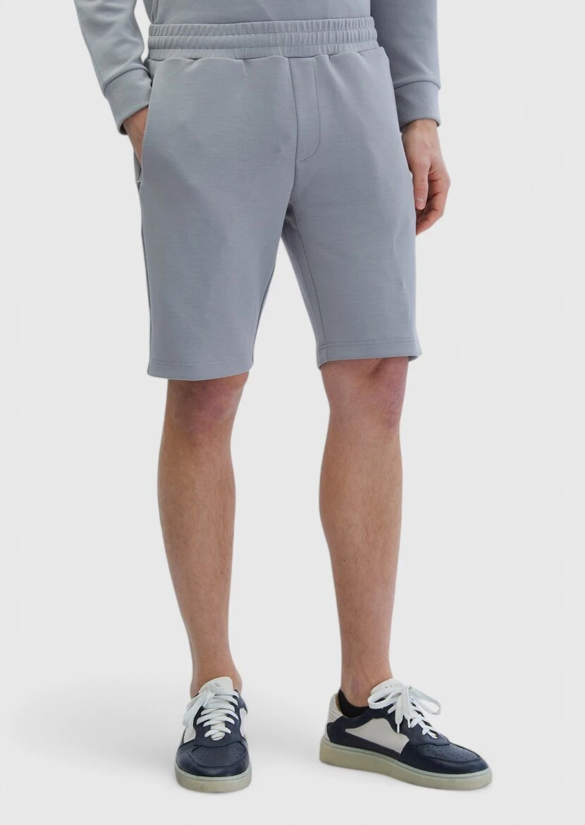 Light Grey Knitting Jogging Fit Sport Bermuda - RAMSEY