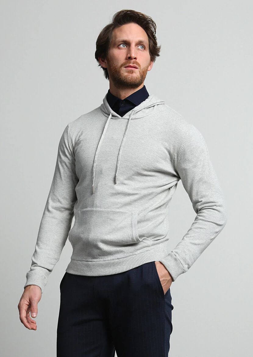 Light Grey Knitwear Sweatshirt - 3