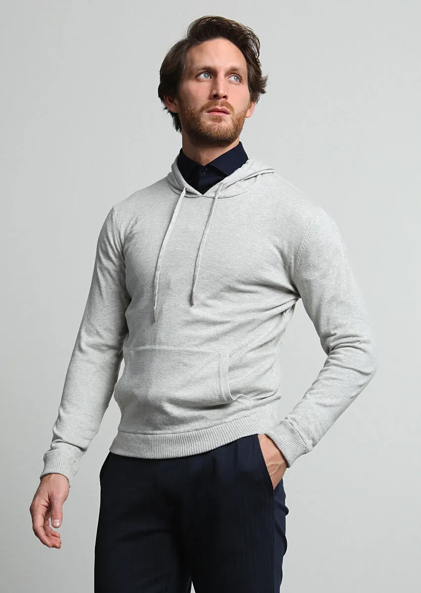 Light Grey Knitwear Sweatshirt - 3