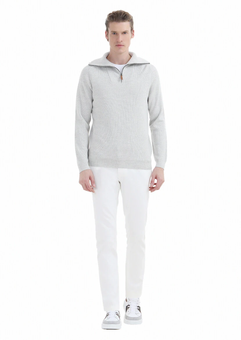 Light Grey Knitwear Sweatshirt 