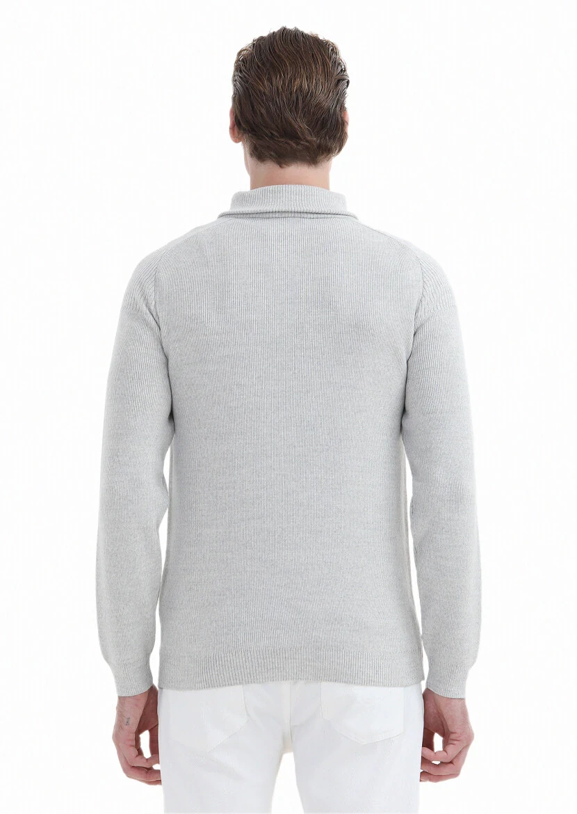 Light Grey Knitwear Sweatshirt - 5
