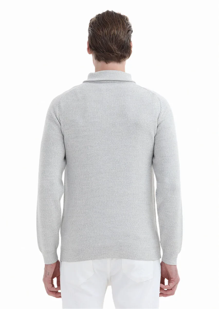 Light Grey Knitwear Sweatshirt - 5
