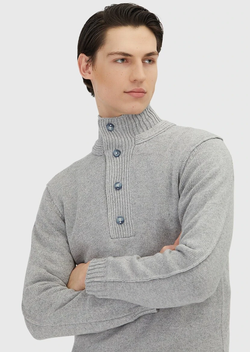 Light Grey Knitwear Sweatshirt - 1