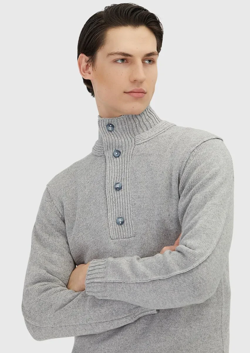 Light Grey Knitwear Sweatshirt - 1