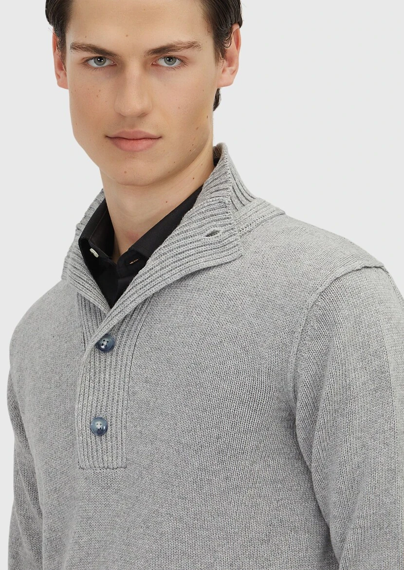 Light Grey Knitwear Sweatshirt - 5