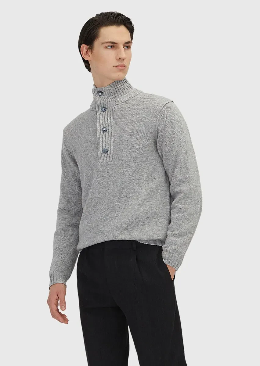 Light Grey Knitwear Sweatshirt - 6