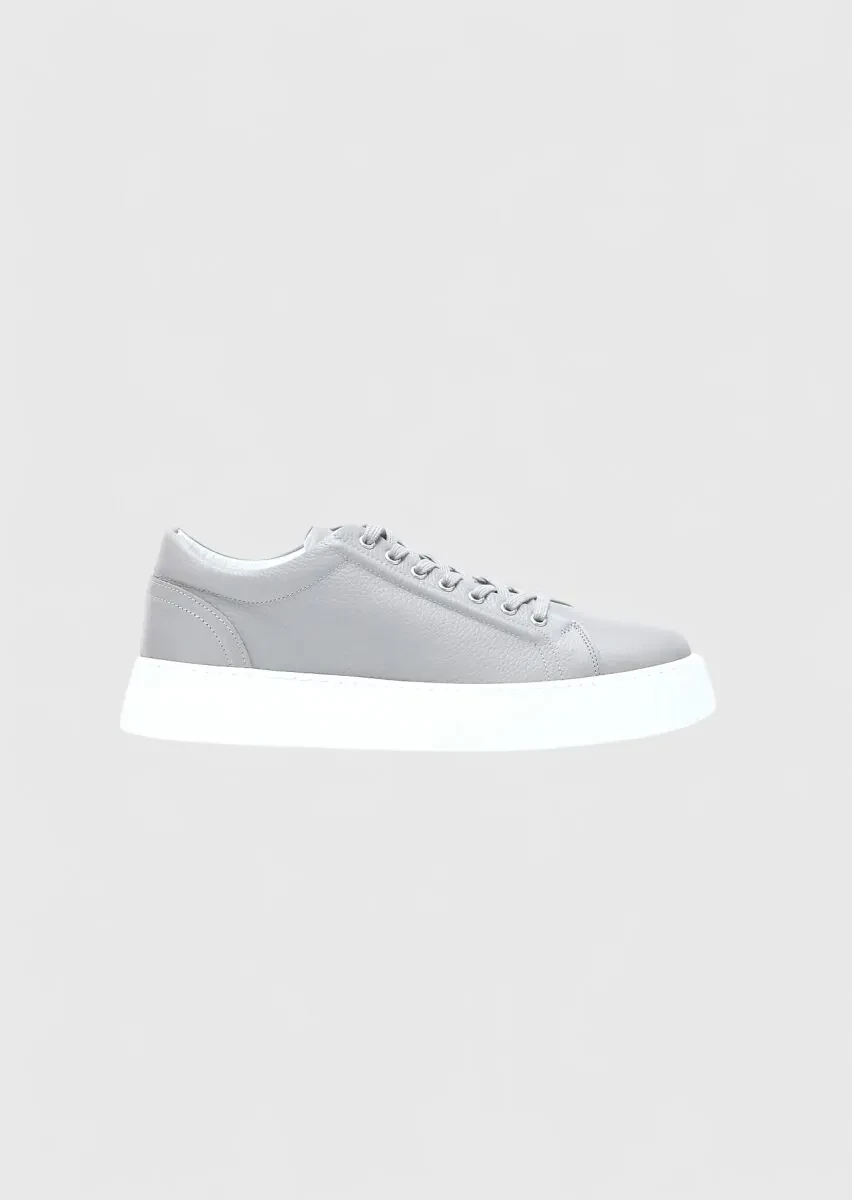 Light Grey Leather Sneaker - 1