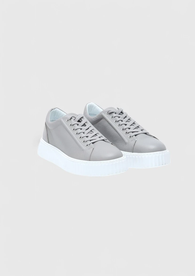 Light Grey Leather Sneaker - 2