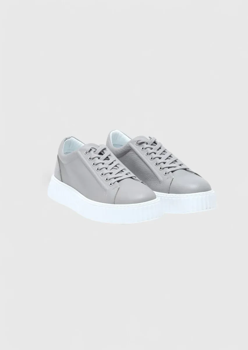 Light Grey Leather Sneaker - 2