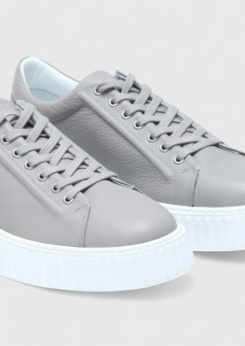 Light Grey Leather Sneaker - 3
