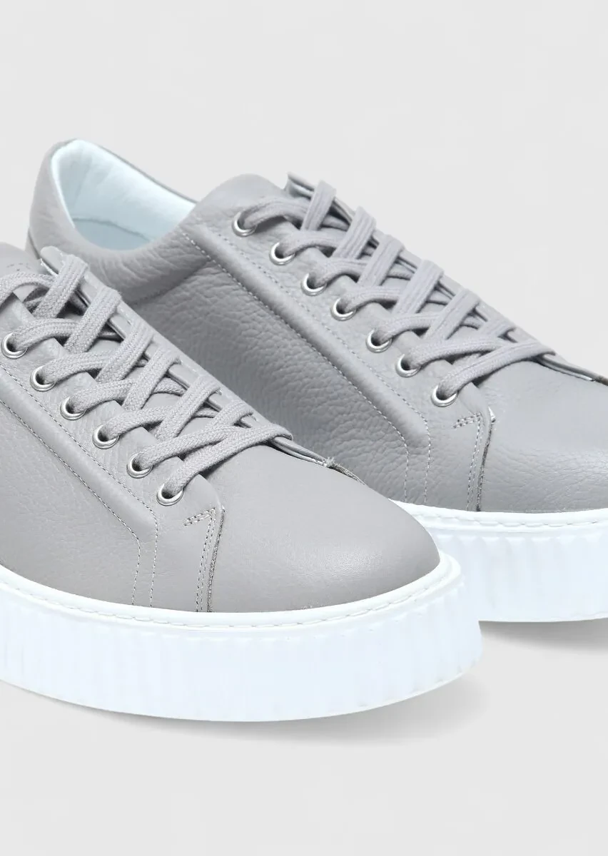 Light Grey Leather Sneaker - 3