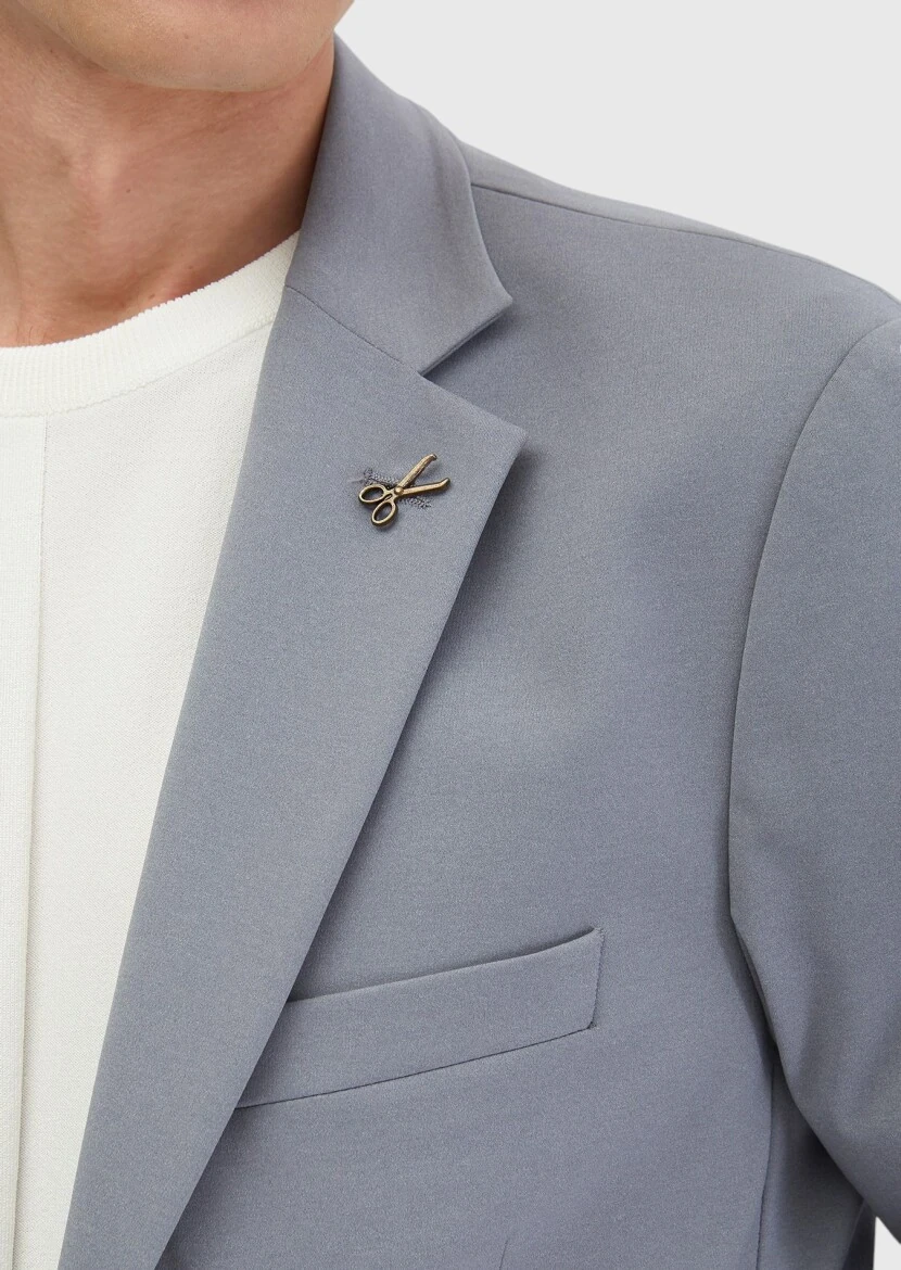 Light Grey Plain Comfort Fit Suit - 5