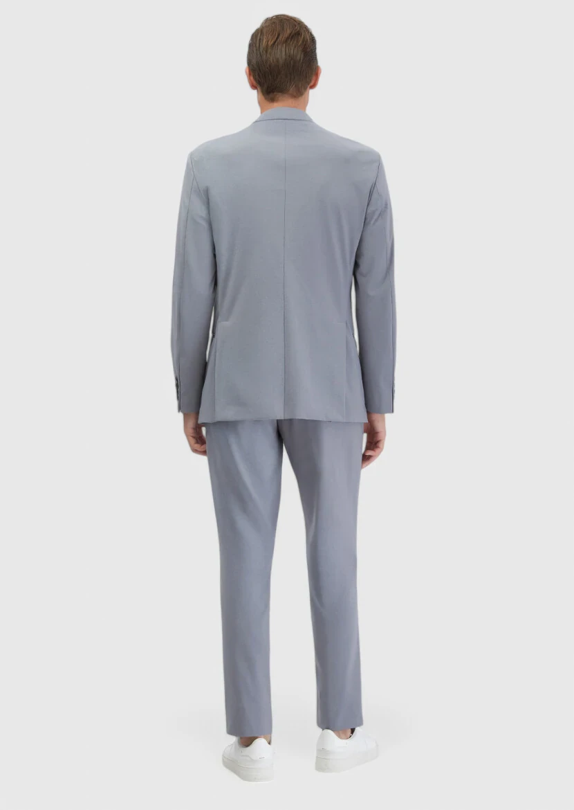 Light Grey Plain Comfort Fit Suit - 6