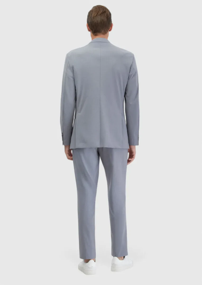 Light Grey Plain Comfort Fit Suit - 6