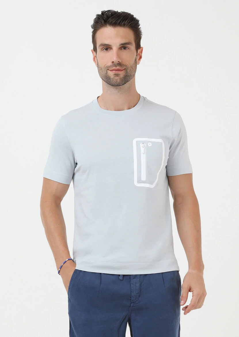 Light Grey Plain Crew Neck 100% Cotton T-Shirt - 1