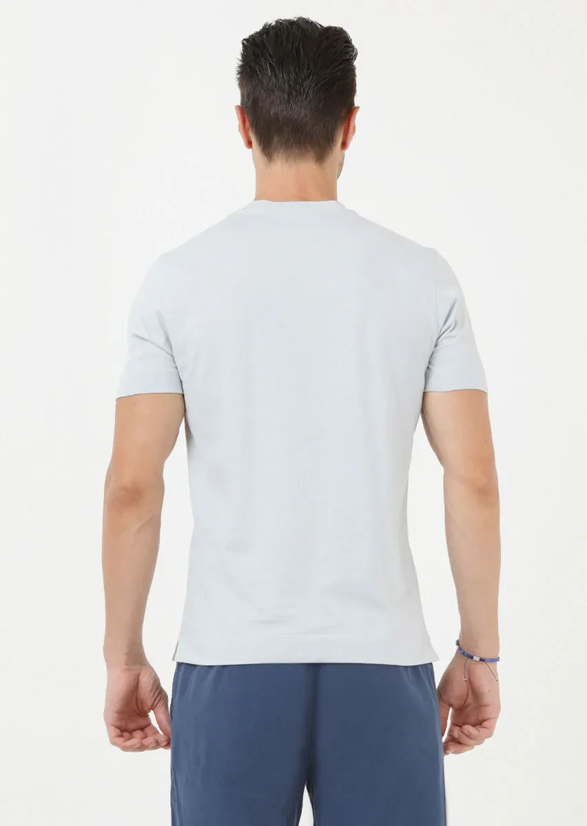 Light Grey Plain Crew Neck 100% Cotton T-Shirt - 5