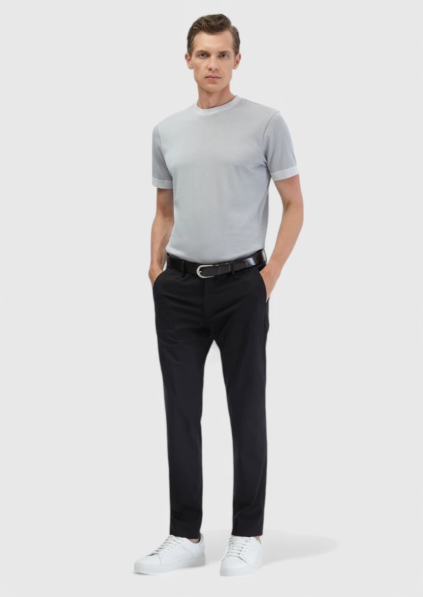 Light Grey Plain Crew Neck 100% Cotton T-Shirt - RAMSEY