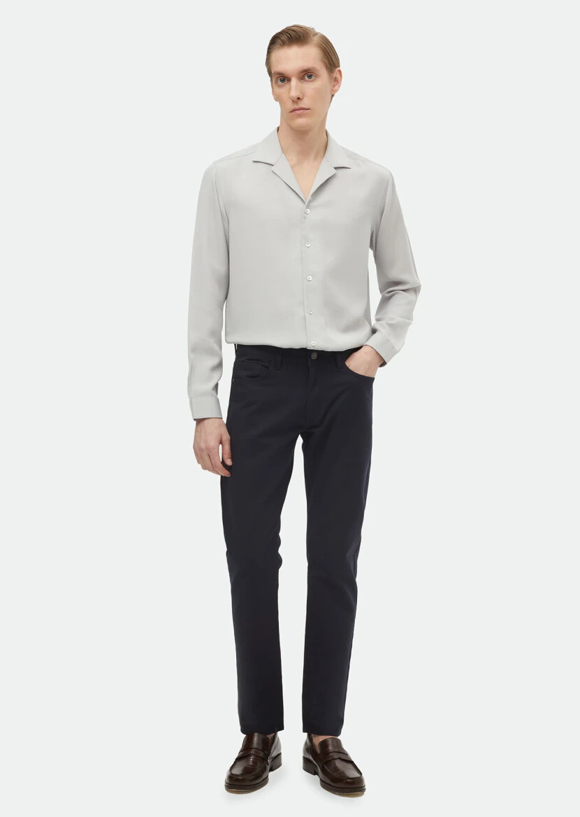 Light Grey Plain Regular Fit Weaving Classical Shirt - RAMSEY