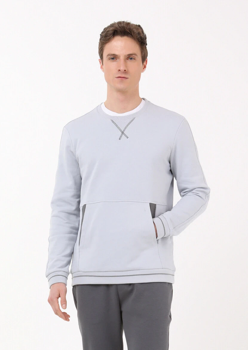 Light Grey Plain Sweatshirt - 1
