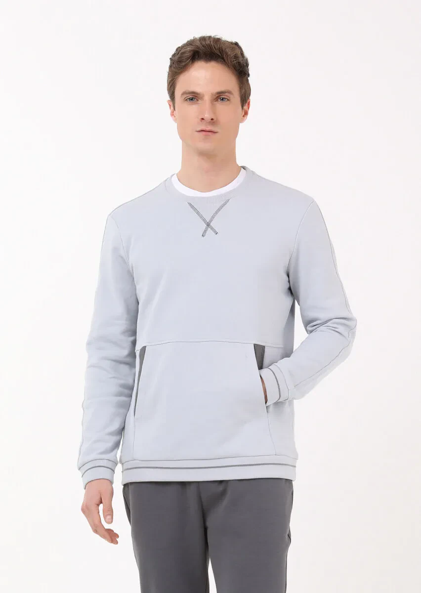 Light Grey Plain Sweatshirt - 1