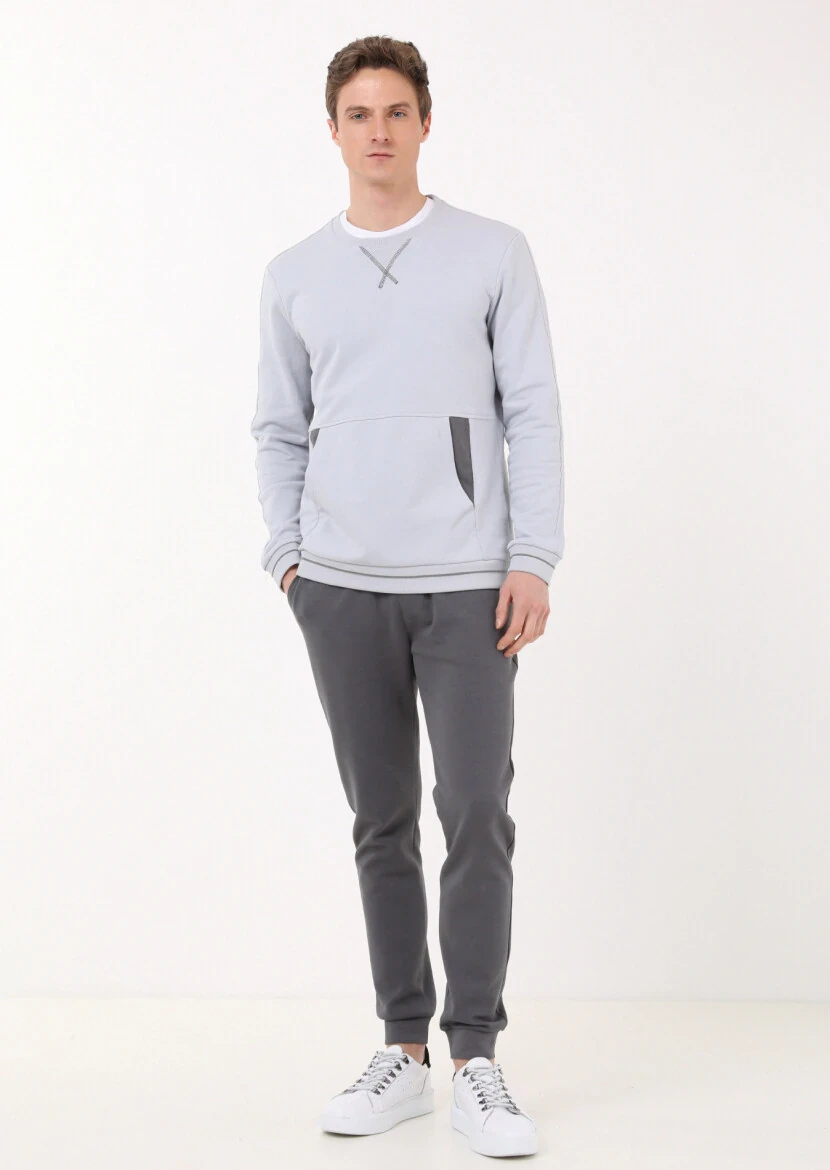 Light Grey Plain Sweatshirt - 2