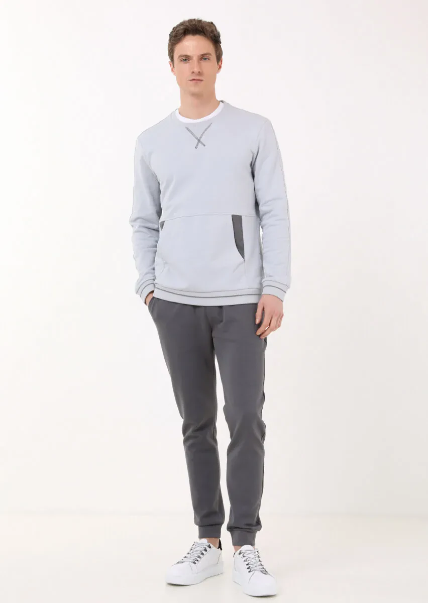 Light Grey Plain Sweatshirt - 2