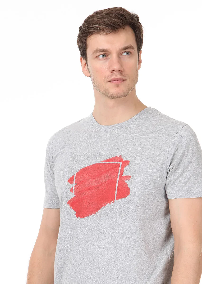 Light Grey Printed 100% Cotton T-Shirt - 2
