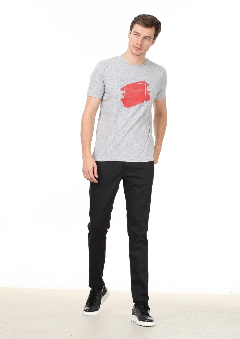 Light Grey Printed 100% Cotton T-Shirt - 3