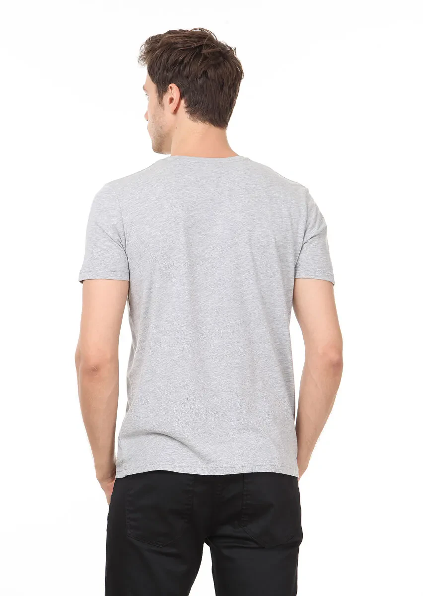 Light Grey Printed 100% Cotton T-Shirt - 4