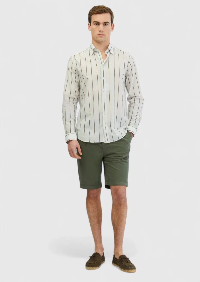 Light Grey Printed Casual Fit Weaving Casual 100% Cotton Shirt - RAMSEY