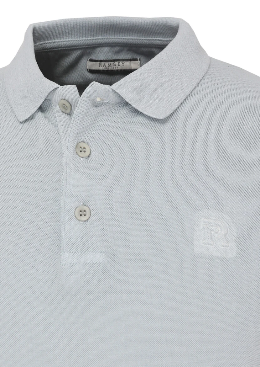 Light Grey Printed Polo Neck 100% Cotton T-Shirt 