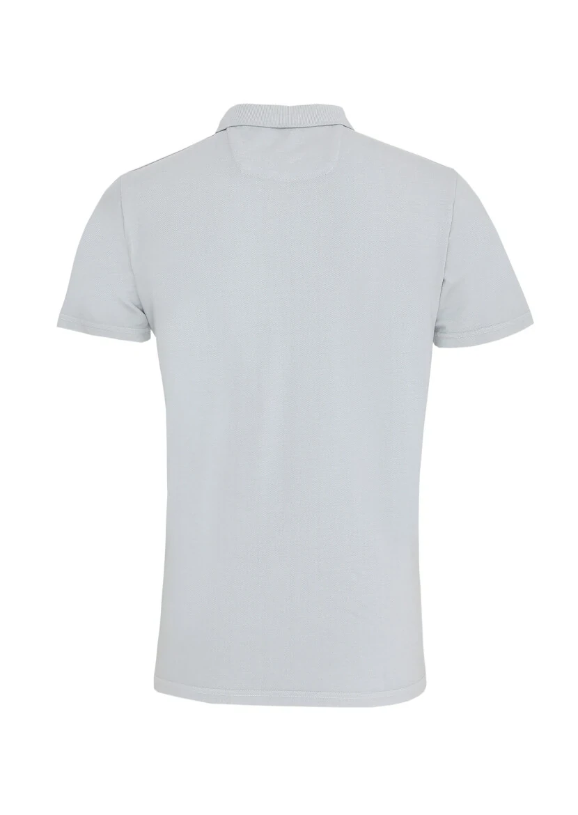 Light Grey Printed Polo Neck 100% Cotton T-Shirt - 3