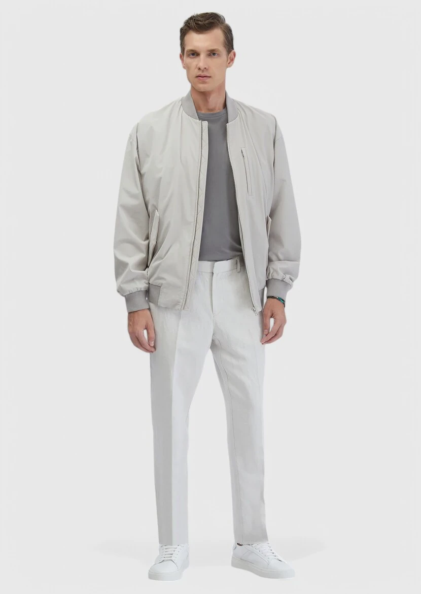 Light Grey Regular Fit Turtleneck Casual Weaving Coat - RAMSEY