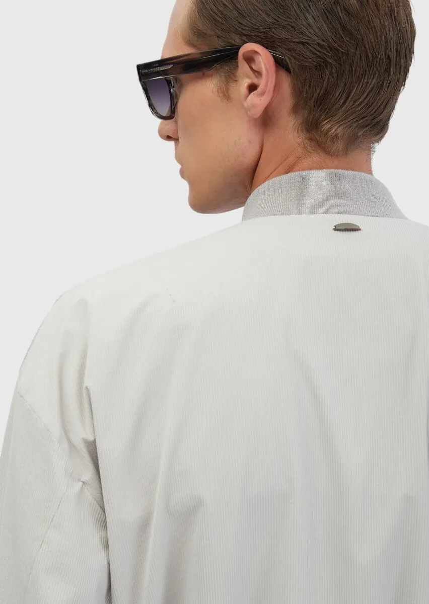 Light Grey Regular Fit Turtleneck Casual Weaving Coat - 5